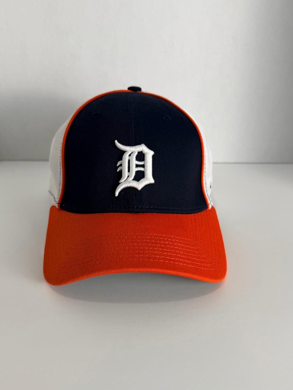 Detroit Tigers New Era 39THIRTY Hat L/XL MLB Navy Orange White Mesh Fitted Cap